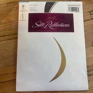 Hanes‎ Silk Reflections Control Top Panty, Hose Sandal Foot Size CD Town Taupe